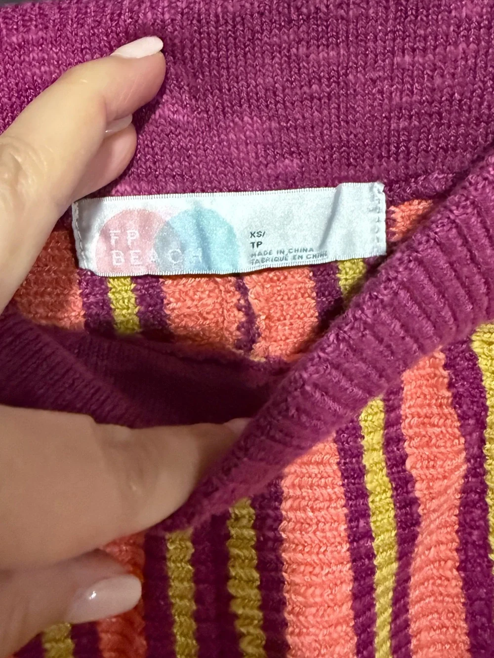 NEW Free People Beach Penny Striped Knit Shorts - Pink & Purple XS